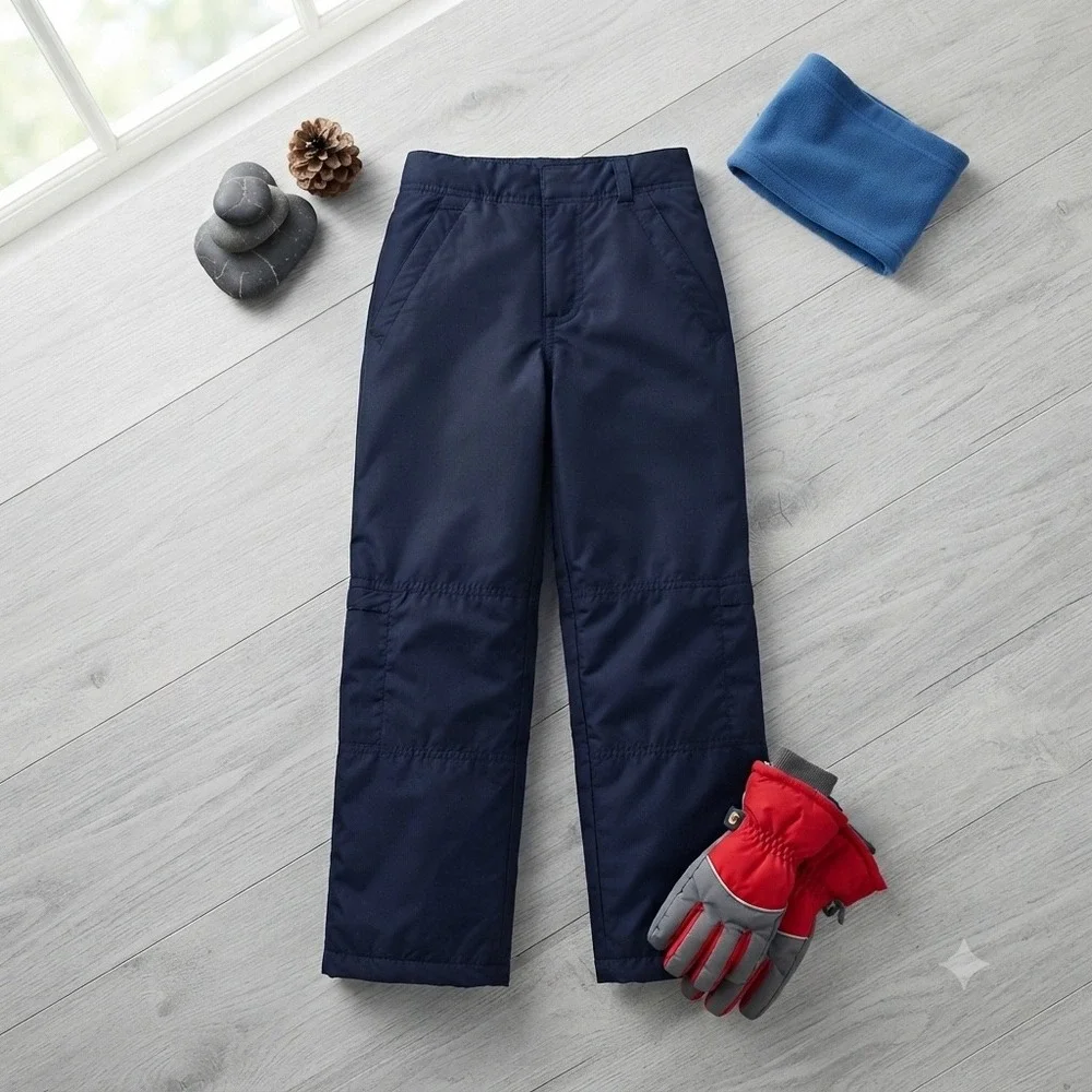 Gymboree Boys Navy Blue Fleece Lined Snow Pants Winter Windbreaker Size 10